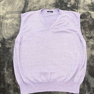 Men's Italian V-Neck Sweater in Light Purple Cotton/Wool Blend